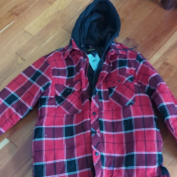 Red and Black Plaid Jacket with Hood - Picture 1 of 1